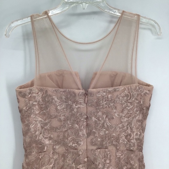 BCBGMaxAzaria Abigail Lace Sequined Wedding Party Cocktail Dress Blush Size 6 - Picture 5 of 10